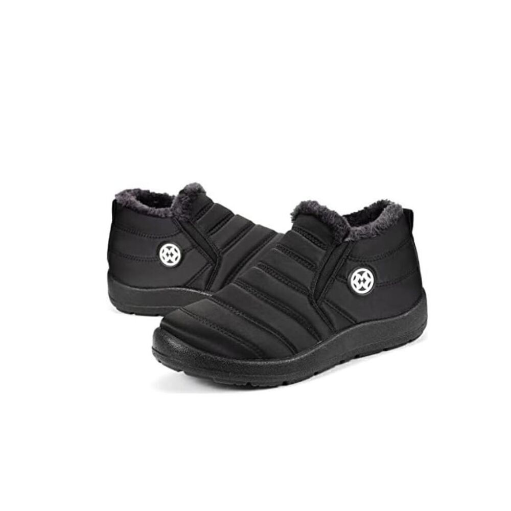 Eagsouni Women’s Furlined Shoes Sneakers Ankle Boots Pull On Black Size 8.5 (39)